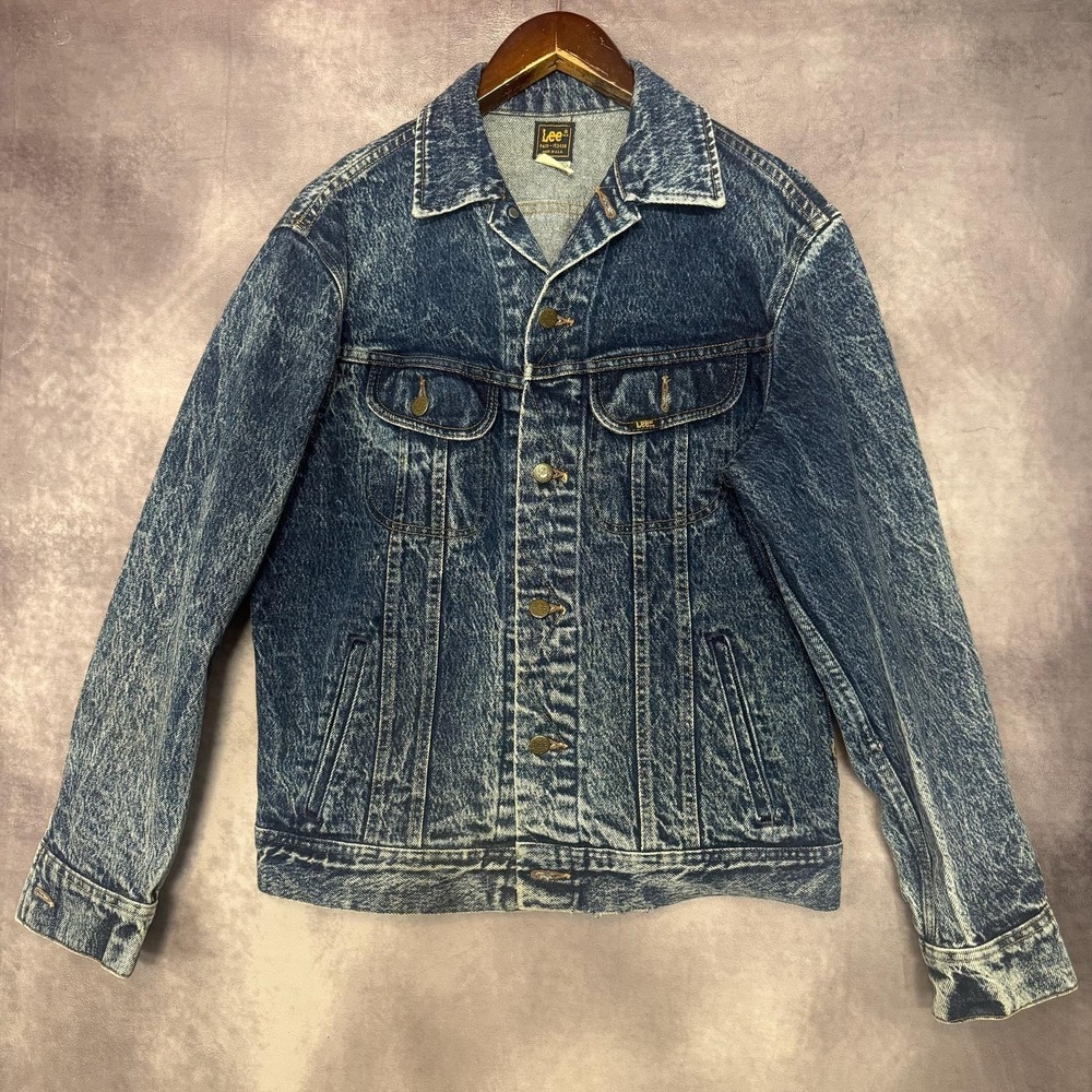 Vintage Lee Jacket Mens Small Denim Trucker Made‎ in USA Acid Wash Button 80s